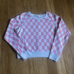 Madewell checkered pink sweatshirt